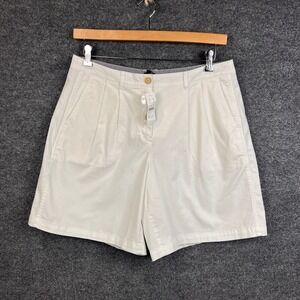 New J. Crew White Pleated‎ High Rise Stretch Chino Shorts Womens Size 12